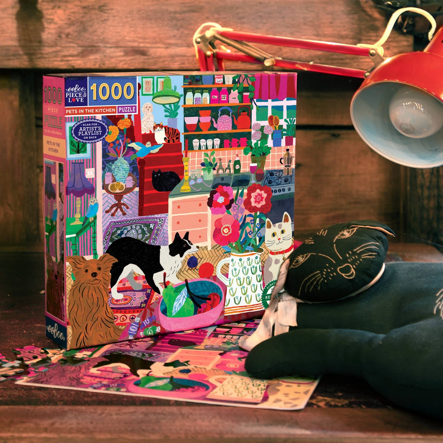 eeBoo - Pets in the Kitchen 1000 Sq Puzzle