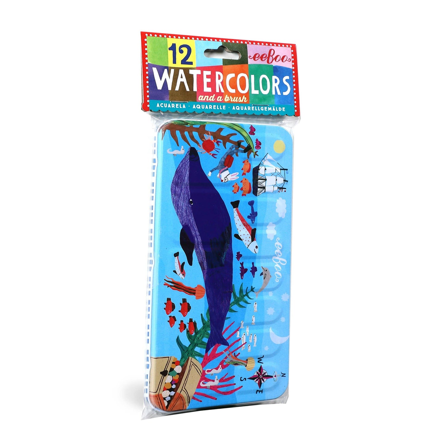eeBoo - In The Sea 12 Watercolors Tin