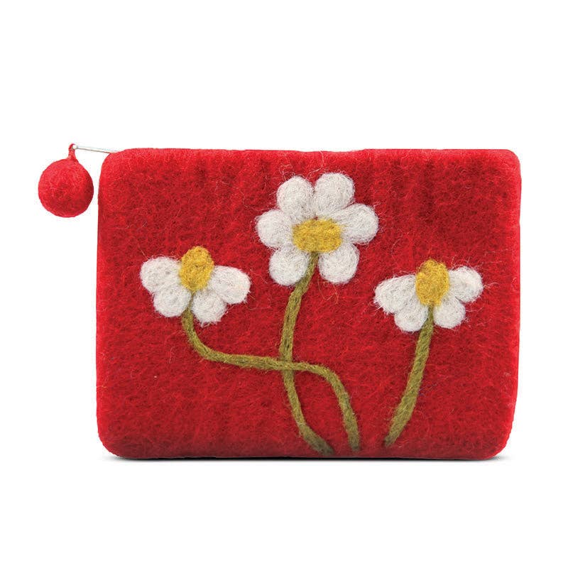 BNB Crafts Inc. - Needle daisy Flowers Coin Purse: Red