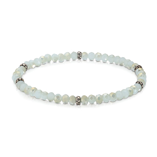 My Fun Colors - Mini Crystal Beaded Stretch Bracelet | So Many Great Colors!: Powder Blue ab+Silver Accent (MC818S)