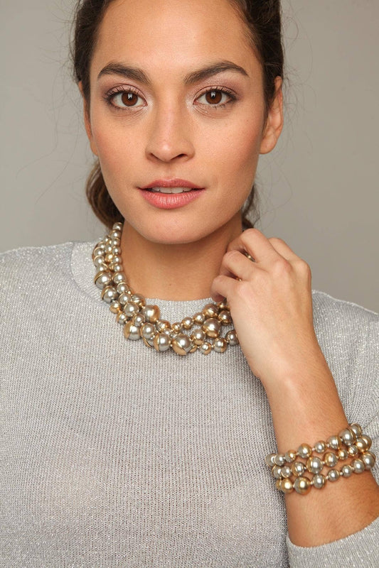 SAACHI - Half Moon Gold Plated Pearl statement Bracelet