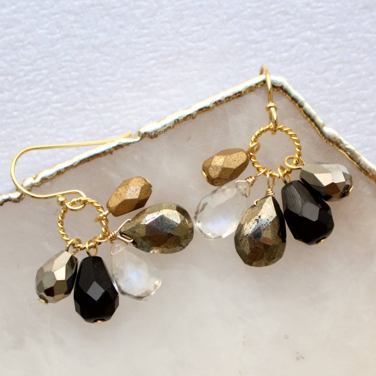 a.v. max - Semi Precious Cluster Earrings: Fog