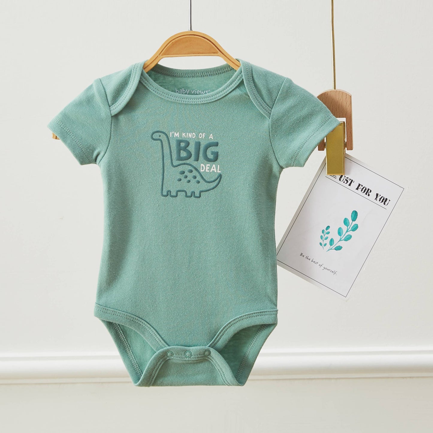 Lollipop Dreams - Pack of 3 Baby Boys Dinosaur Pattern Bodysuits Short Sleeve: 6-9M