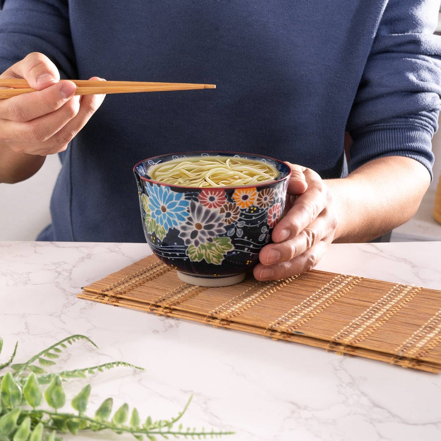 Urban Tokyo - Flora Mix Design 18oz 5.25"D Bowl With Chopsticks Set
