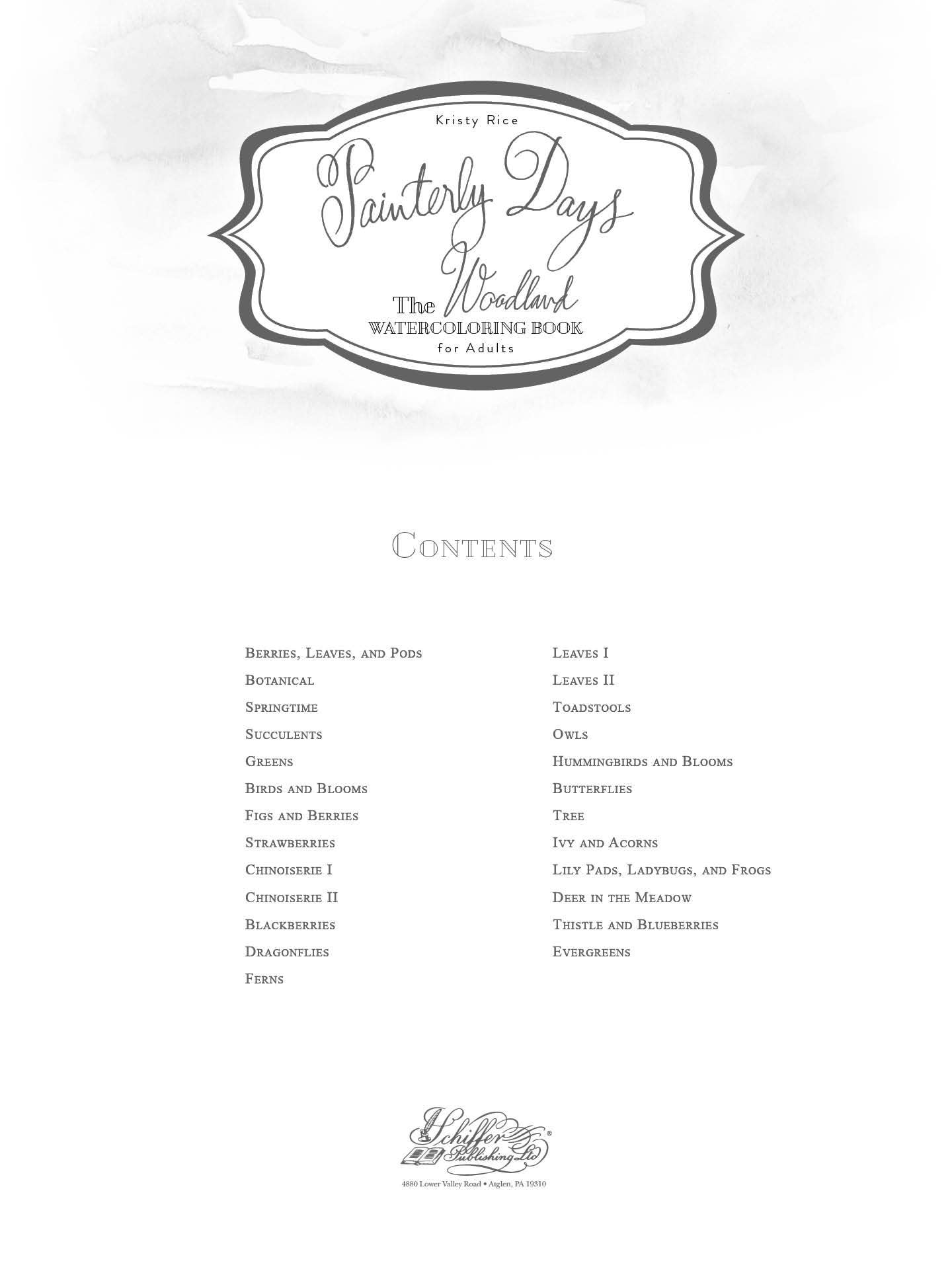 Schiffer Publishing - Painterly Days: The Woodland Watercoloring Book for Adults