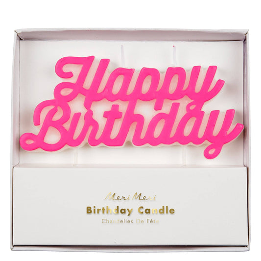 Meri Meri - Pink Happy Birthday Candle