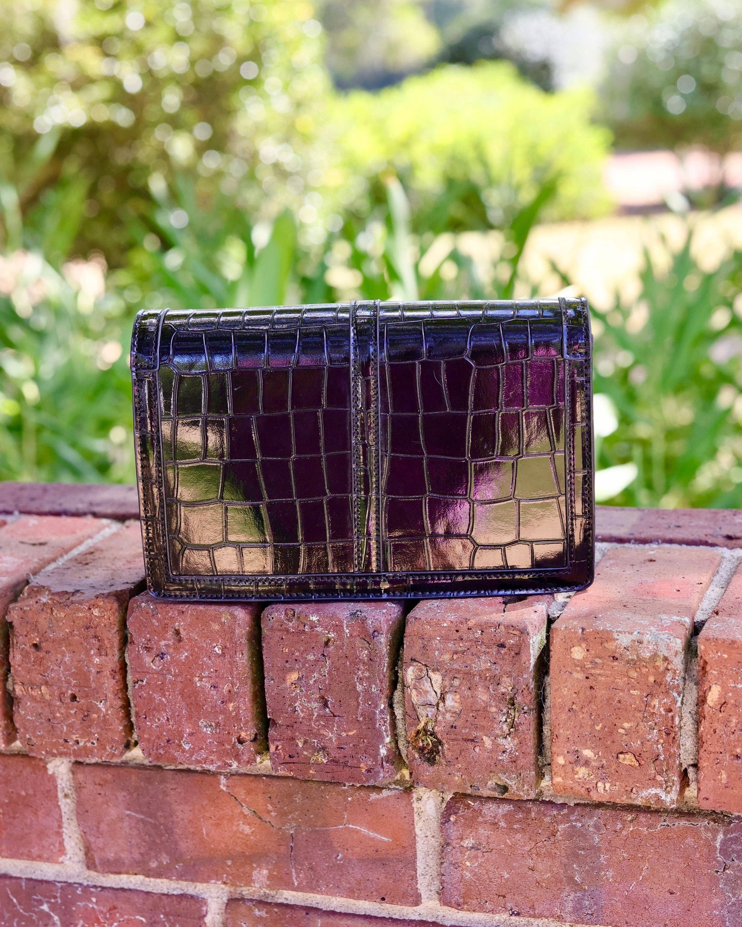 Caroline Hill - Cecilia Circle Logo Handbag Black Patent EC: Default