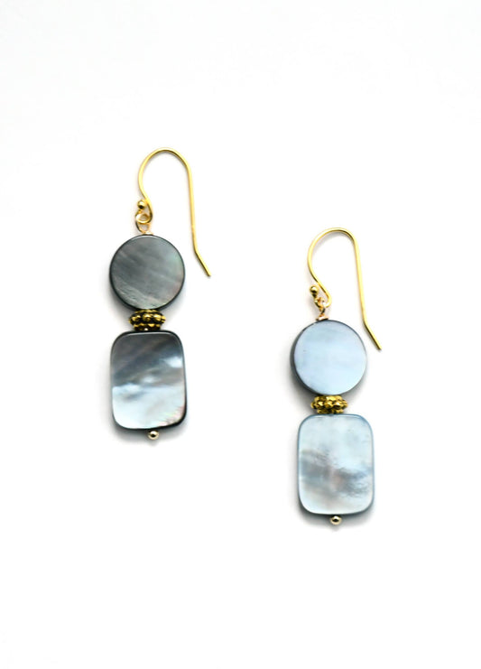 Sea Lily - SH46B-E  black mop earrings to match SH46B