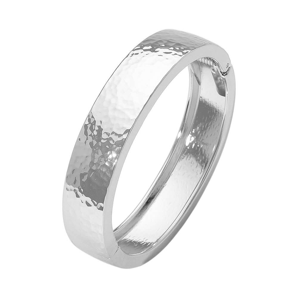 Sensibling Corp. - Hammered Metal Hinged Bangle Bracelet
: Gold