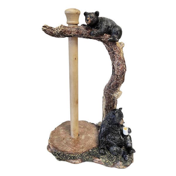 De Leon Collections - BEAR RELAXING BY TREE PAPER TOWEL HOLDER