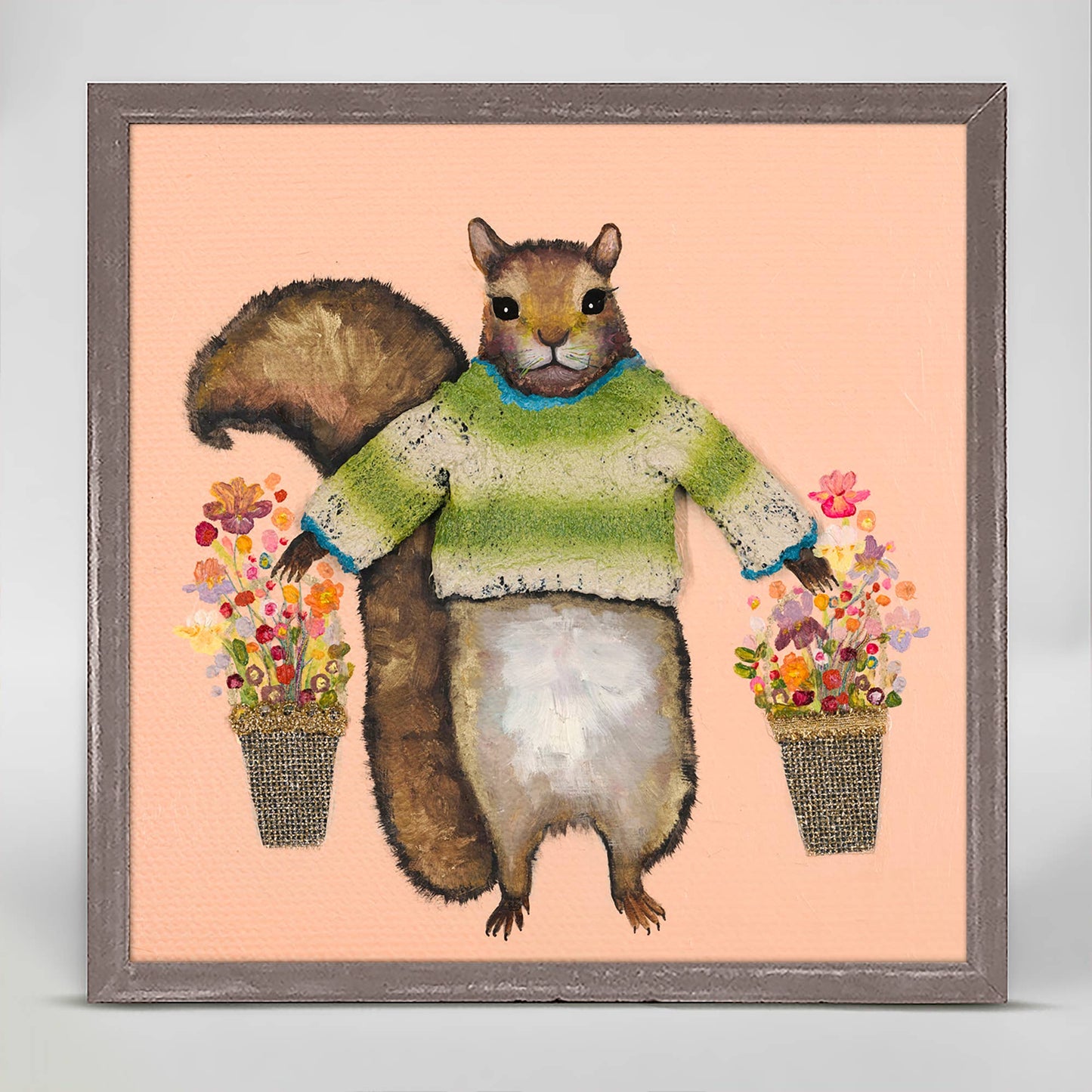 GreenBox Art - Squirrel In Green Sweater Mini Framed Canvas