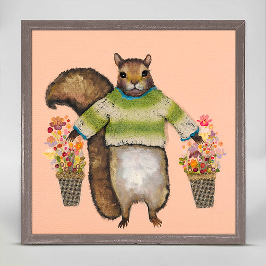 GreenBox Art - Squirrel In Green Sweater Mini Framed Canvas