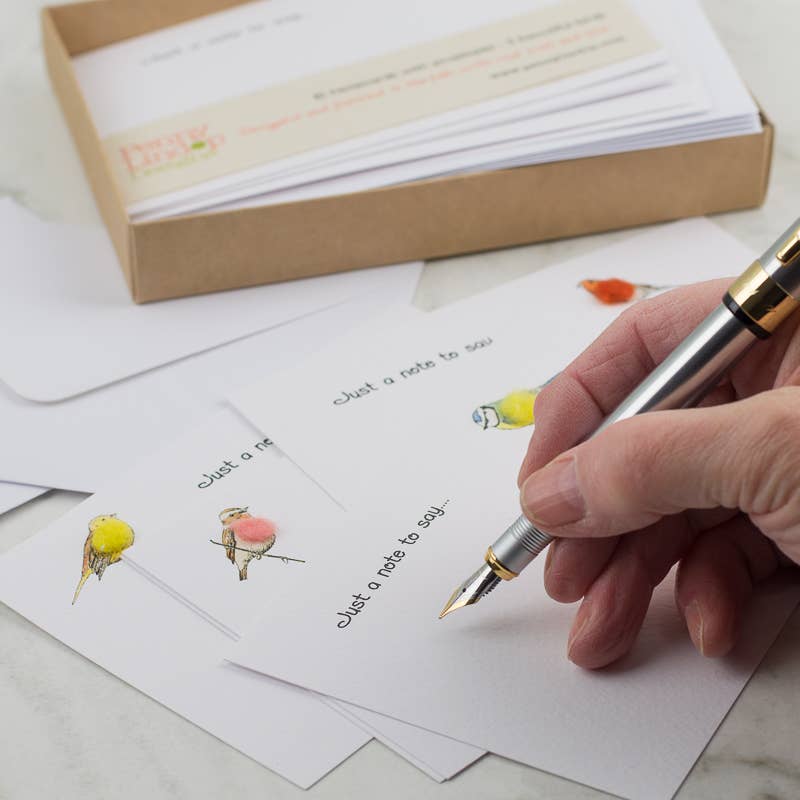 Papersheep UK - Garden Birds Notecards Box of 10 | Hand Applied Wool Finish