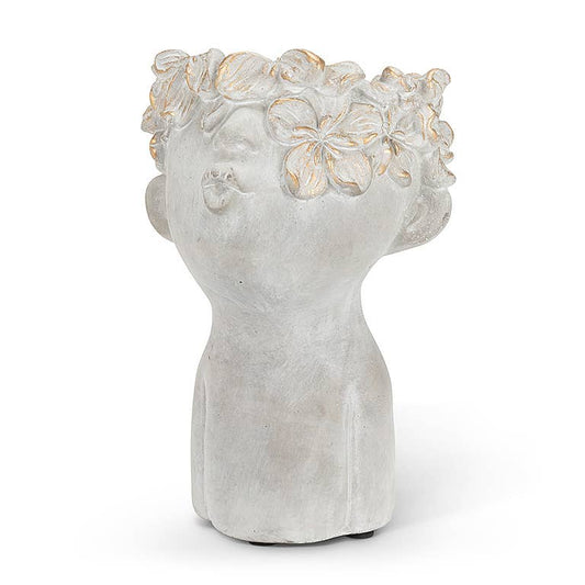 Abbott - Lg Kissing Face Planter w/Gold-10"H-551