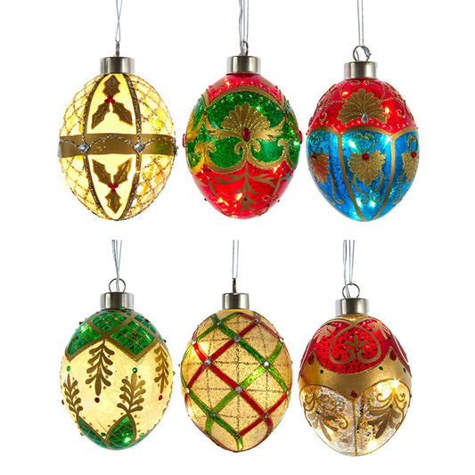 Kurt S. Adler, Inc. - 4.5"USB PRELIT GLASS EGG ORN 6/A