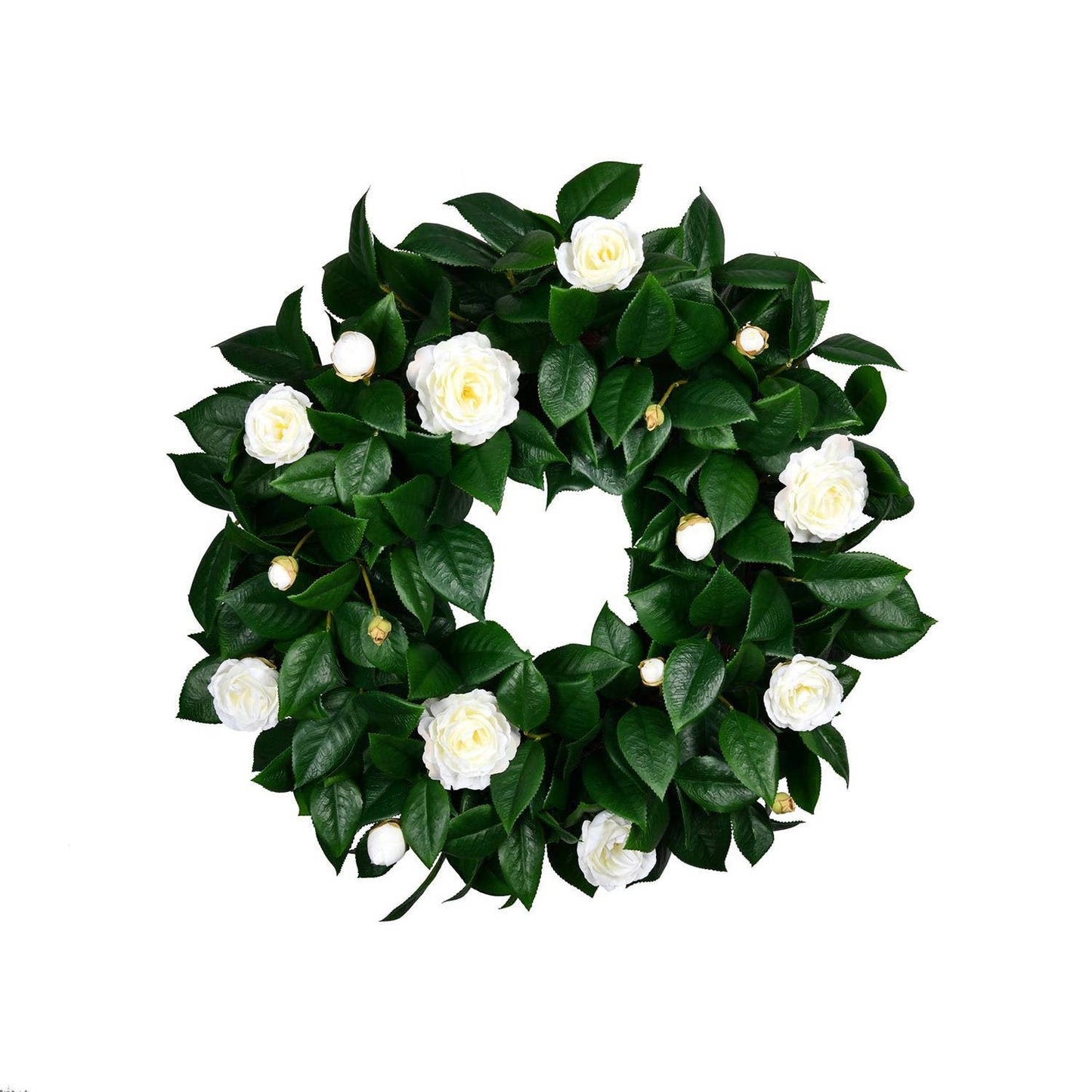 Mills Floral Company - Camelia Flower Wreath - White - 26 Inch