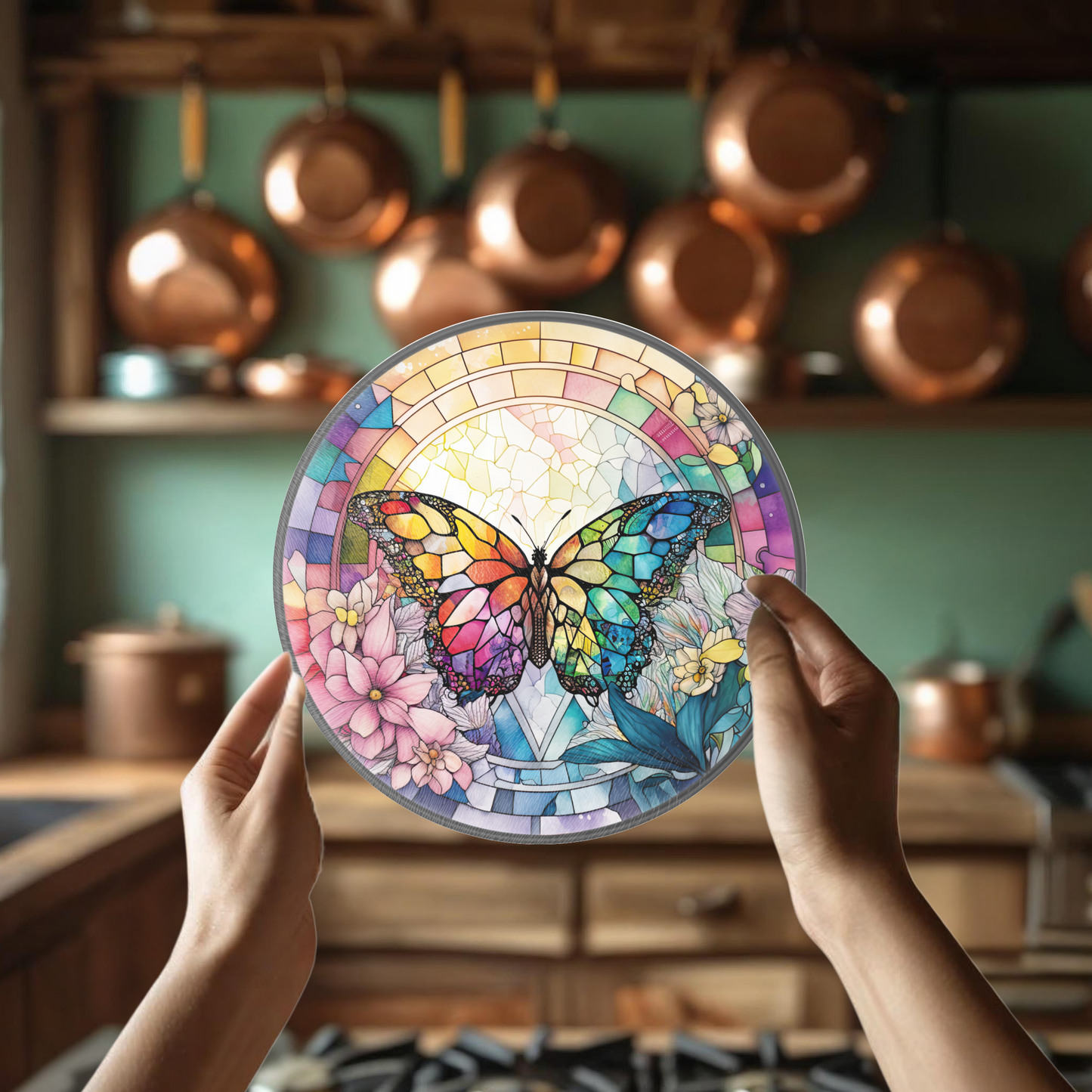 Fernville Creations - Butterfly Charcuterie / Cutting Board, Tempered Glass: 12 - Inch