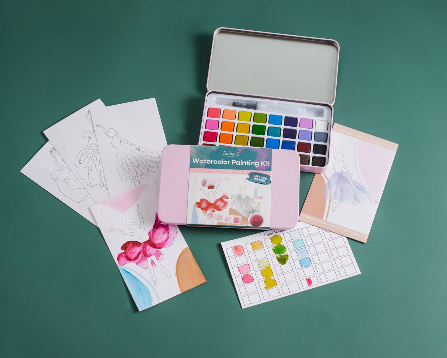 Cate Paper Co. - Flower Girls watercolor painting kit