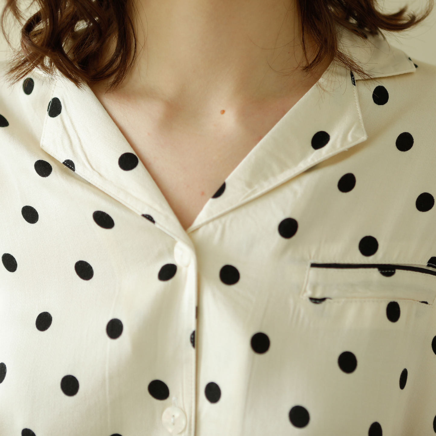 DrifWoo - Chic Dot Delight Viscose Pajama Set – Luxe Comfort for Women: L