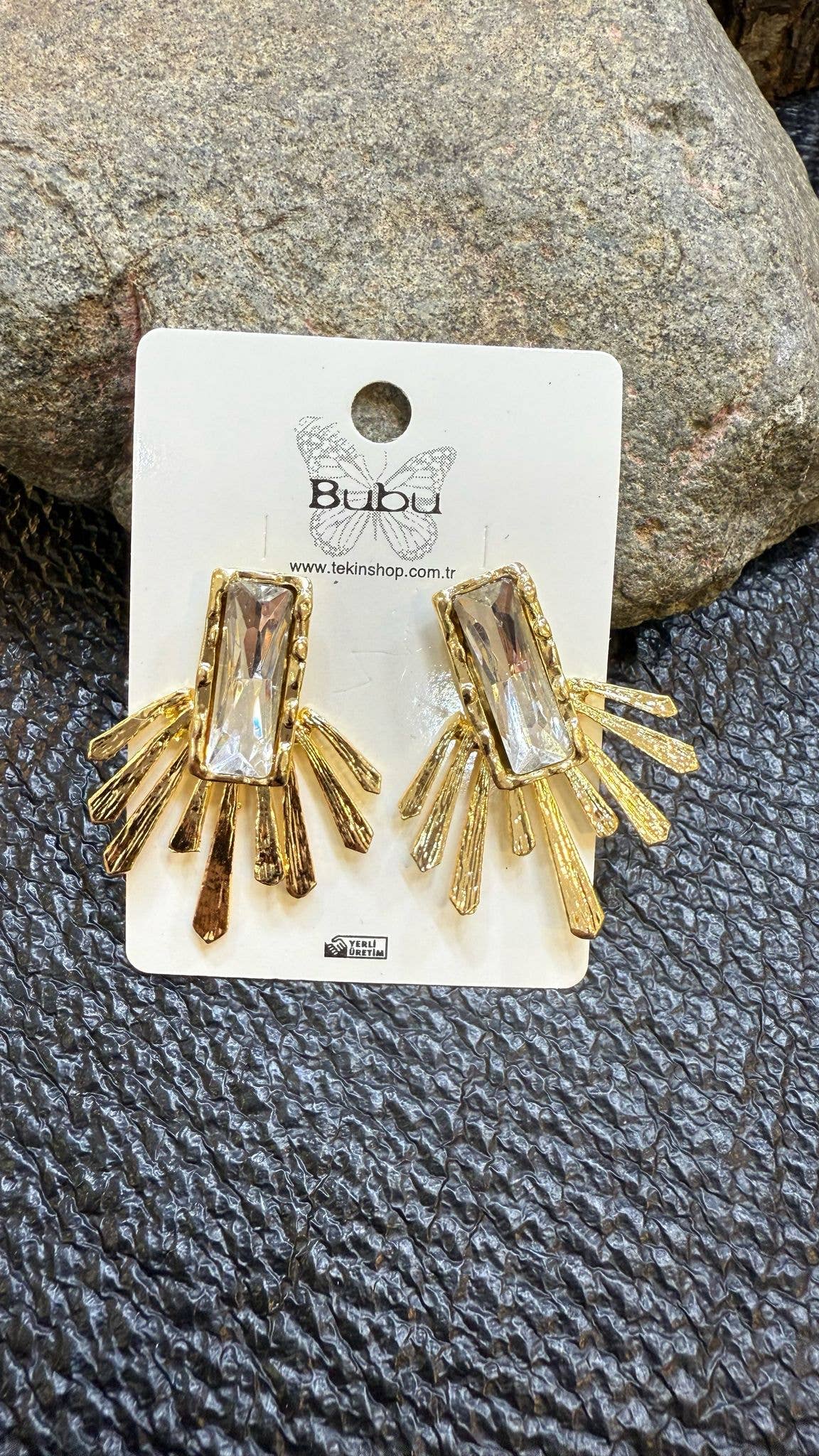 BUBU BY TEKIN SHOP - Sunburst Design EARRİNGS : Blue