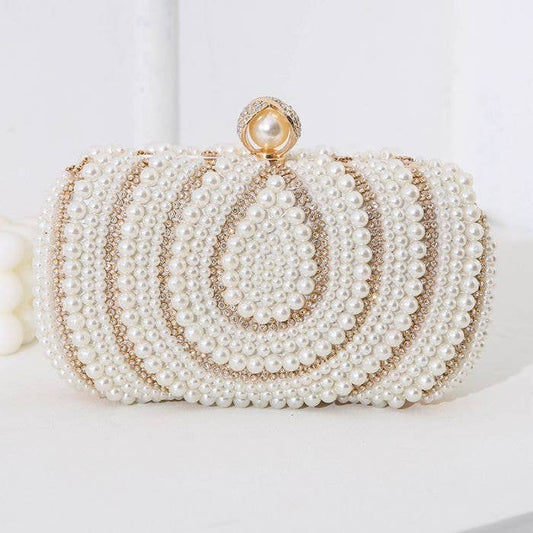 PEACH ACCESSORIES - Crystal and pearl embellished clutch bag 08244: Gold