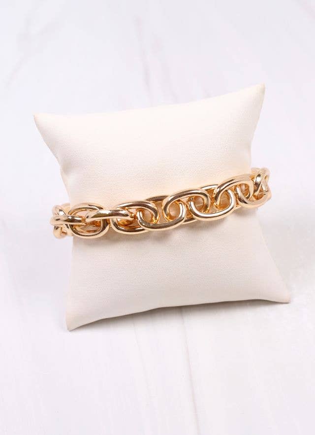 Caroline Hill - Teresa Link Stretch Bracelet GOLD: Default