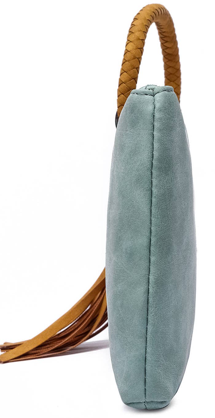 MiMi Wholesale - BP204 Fashion Cuff Handle Tassel Wristlet Clutch: Stone