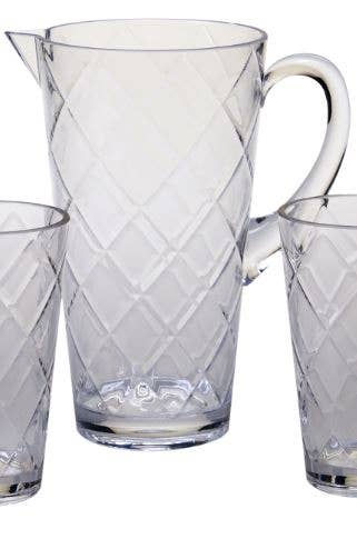 Certified International - Diamond HW Acrylic Drinkware - Clear Pitcher