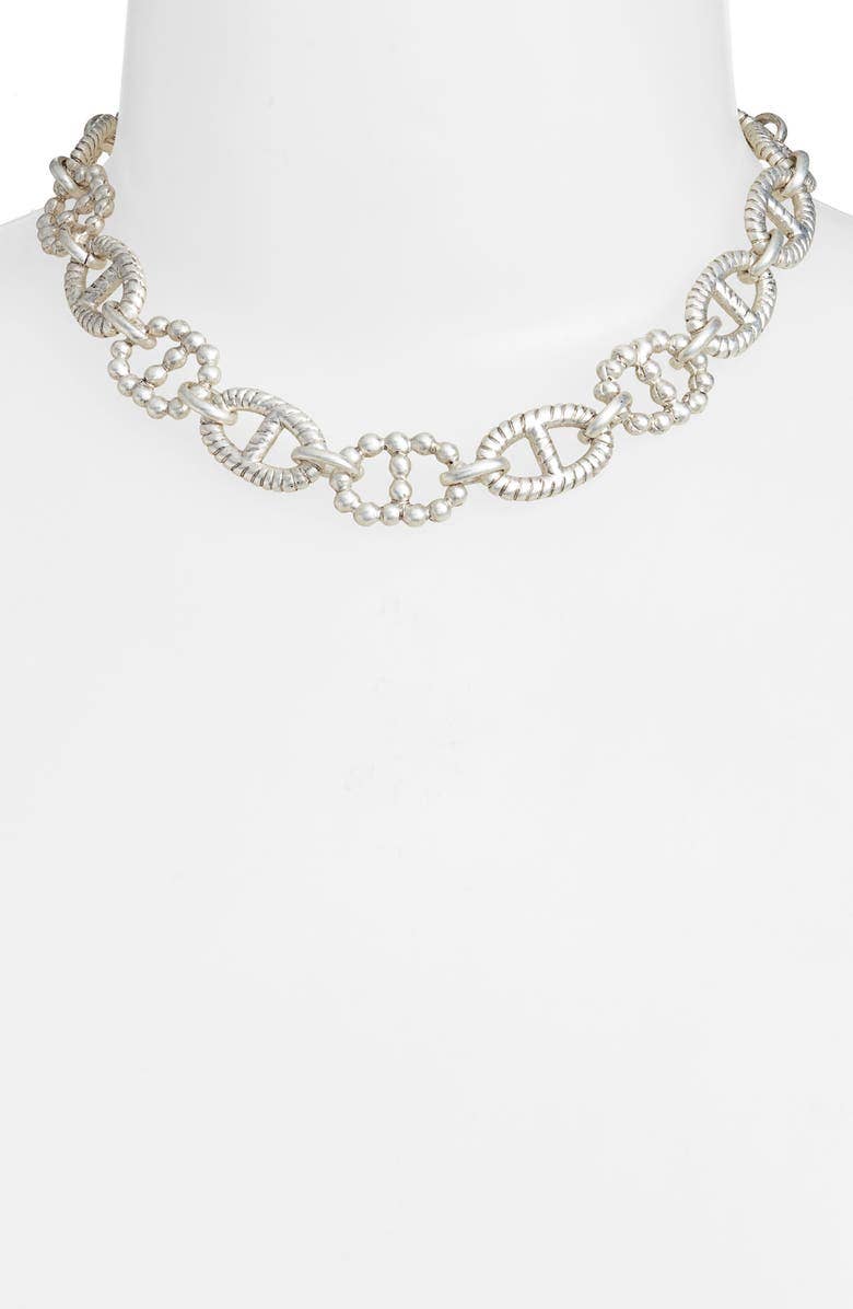 KARINE SULTAN - Chainmail and carved link layering necklace: Gold