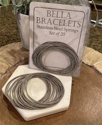 What's Hot - Bella Bracelets" Silver Set of 20 Stainless Steel Bracelets