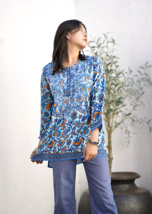 Dolma - KDC Emb. Tunic Blue Multi: XL / Blue Multi