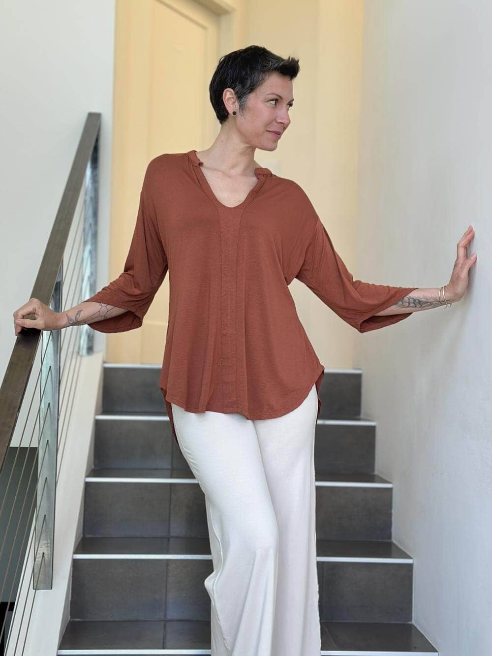 CARAUCCI - Kurta Tunic: Plum / One Size