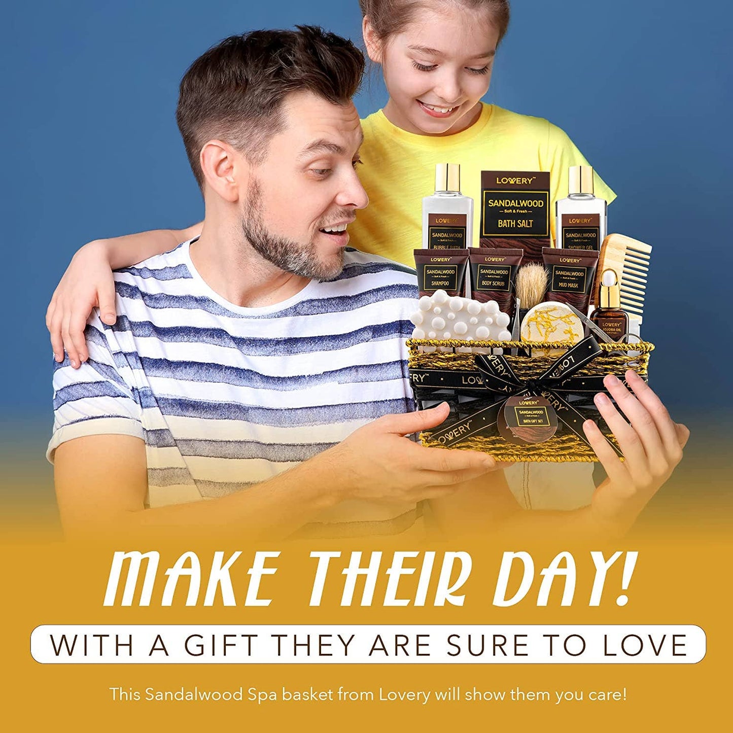 Lovery - Fathers Day 14Pc Sandalwood Bath Set, Beard Grooming Kit