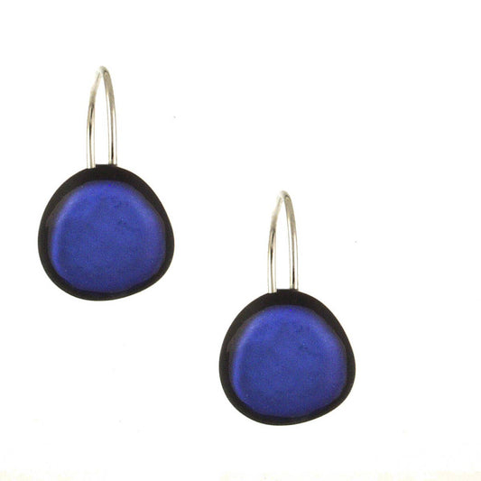 Origin Jewelry - Resin & Shell Drop Earrings - SMALL, Rounded Edge, 0.5": Sapphire