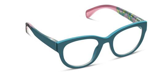Peepers - Bee (Blue Light): Teal/Floral / Reading / 3.00