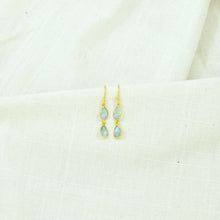 Load image into Gallery viewer, Schmuckoo Berlin - Double Drop Earring Gold Silver 925 - Blue Topaz