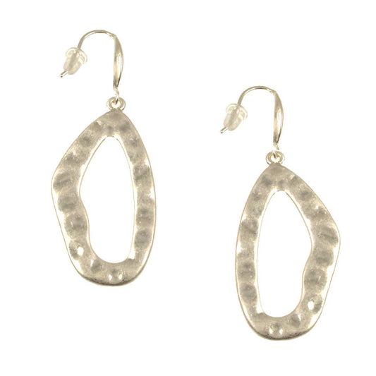 Origin Jewelry - Antique Organic Oval Earrings - Antique Gold or Silver, 2": Silver