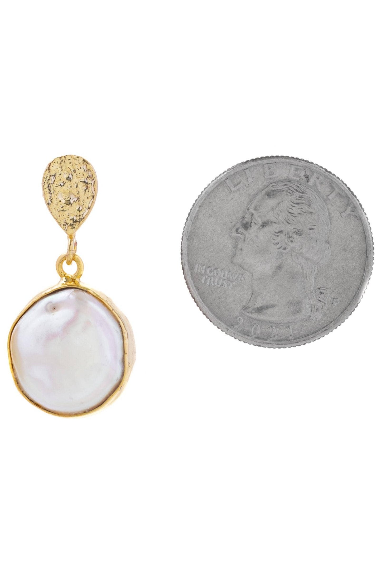 SAACHI - Freshwater Pearl Full Moon Dangle Earrings