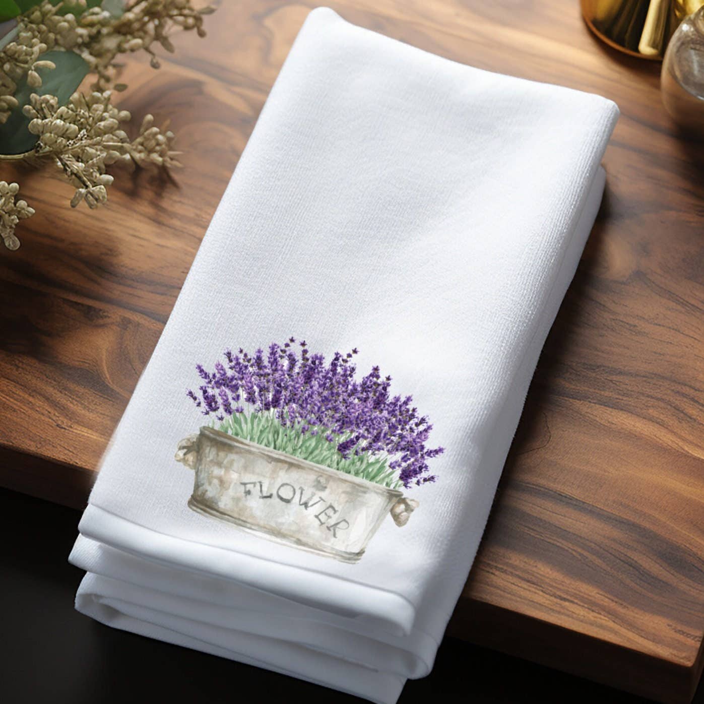 Fernville Creations - Chic Lavender Flower Tip Towel in Velour/Cotton Blend