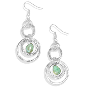 KARINE SULTAN - Multi circle dangle earring with green fresh waterpearl acce: Gold