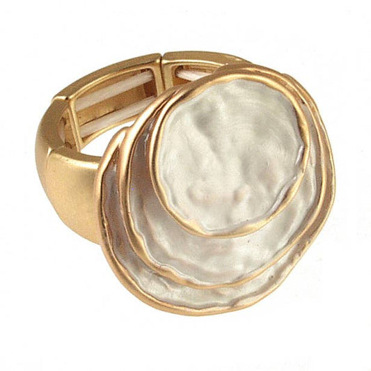 Origin Jewelry - Stretch Ring - Layered Circles, Multiple Colors: Gold White
