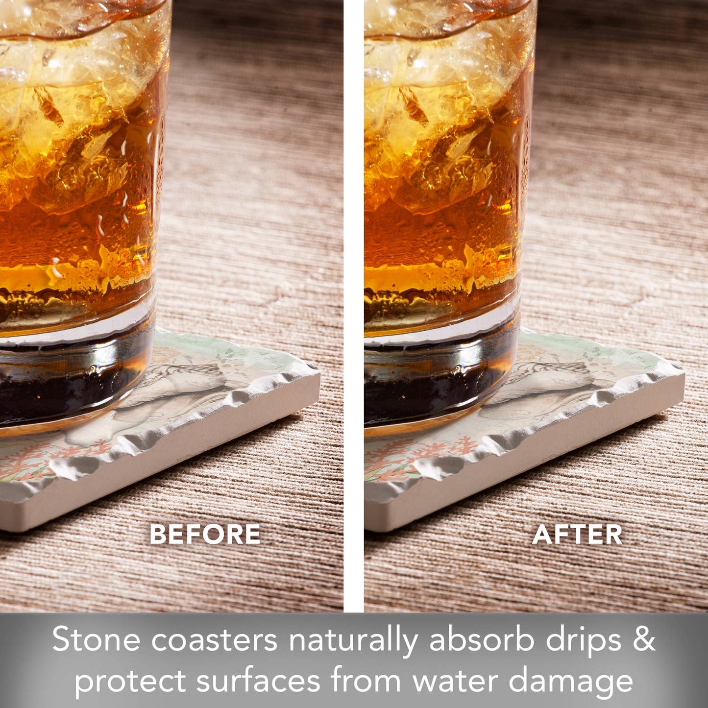 CounterArt/Highland Home/Thirstystone - Caribbean Seas Assorted Image Tumbled Tile Coaster 4 Pack