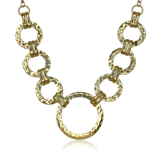 KARINE SULTAN - Zoe Hammered Gold Circle Link Collar Necklace: GOLD