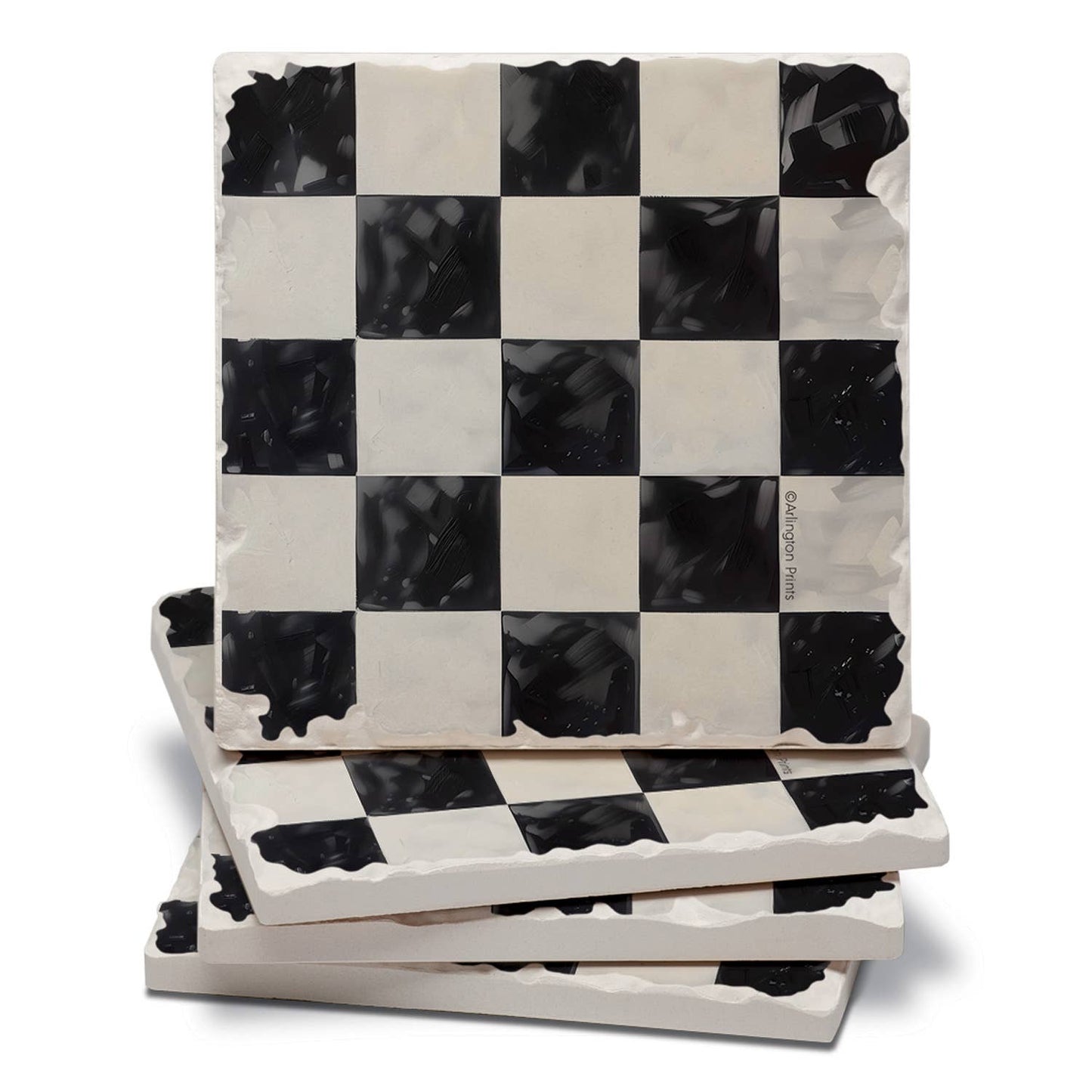 CounterArt/Highland Home/Thirstystone - Arlington Check 4 Pack Tumbled Tile Stone Coasters