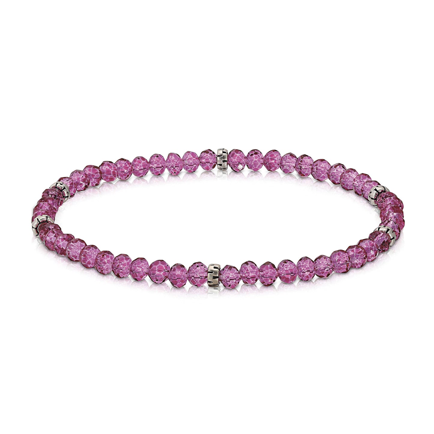 My Fun Colors - Mini Crystal Beaded Stretch Bracelet | So Many Great Colors!: Silver+Silver Accent (MC102S)