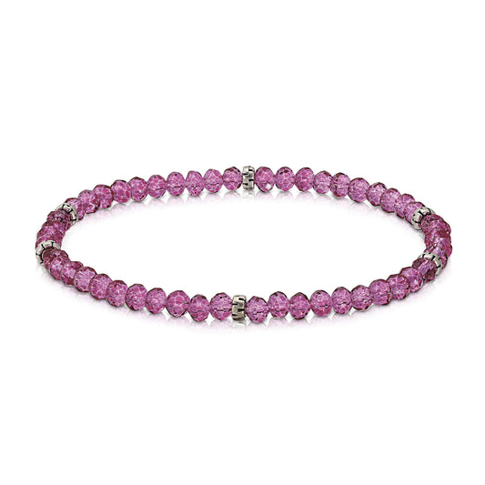 My Fun Colors - Mini Crystal Beaded Stretch Bracelet | So Many Great Colors!: Raspberry+Silver Accent (MC210S)