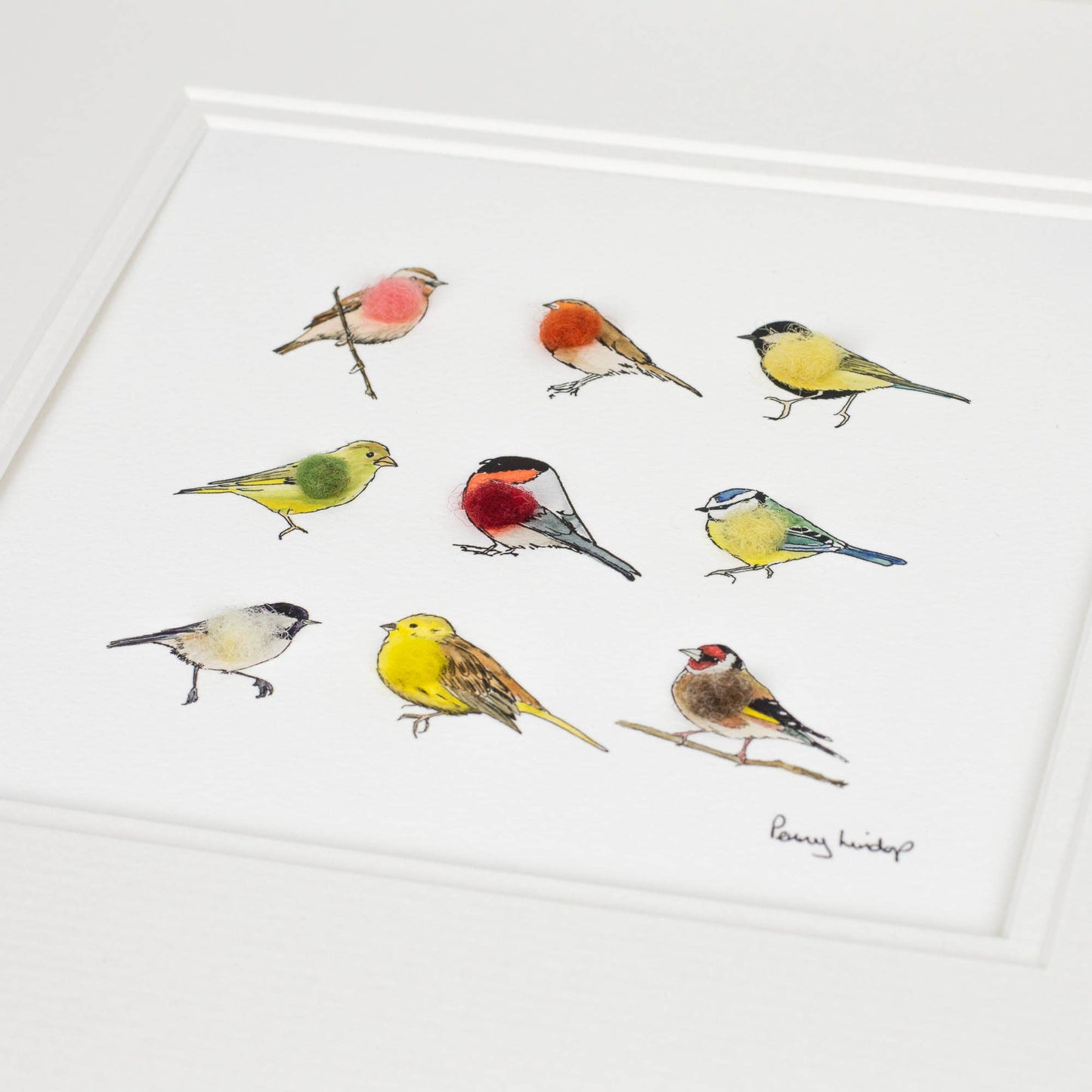 Papersheep UK - Garden Birds Art Print with Wool Finish | Square Art Print