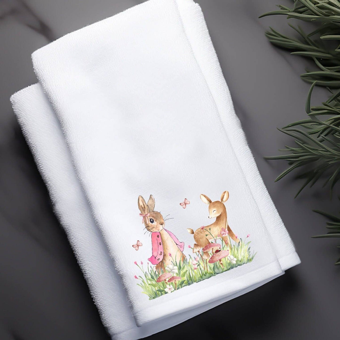 Fernville Creations - Bunny & Deer Easter Fingertip Towel and Hostess Gift