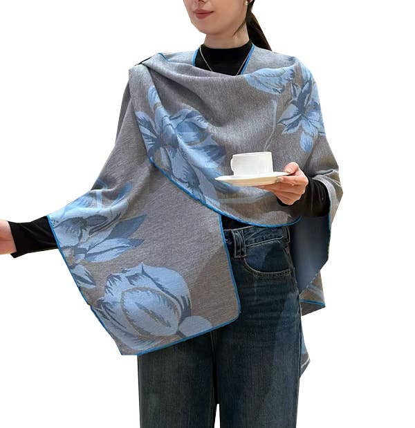 Winding River - Light Blue / Gray Lotus Reversible Loop Wrap