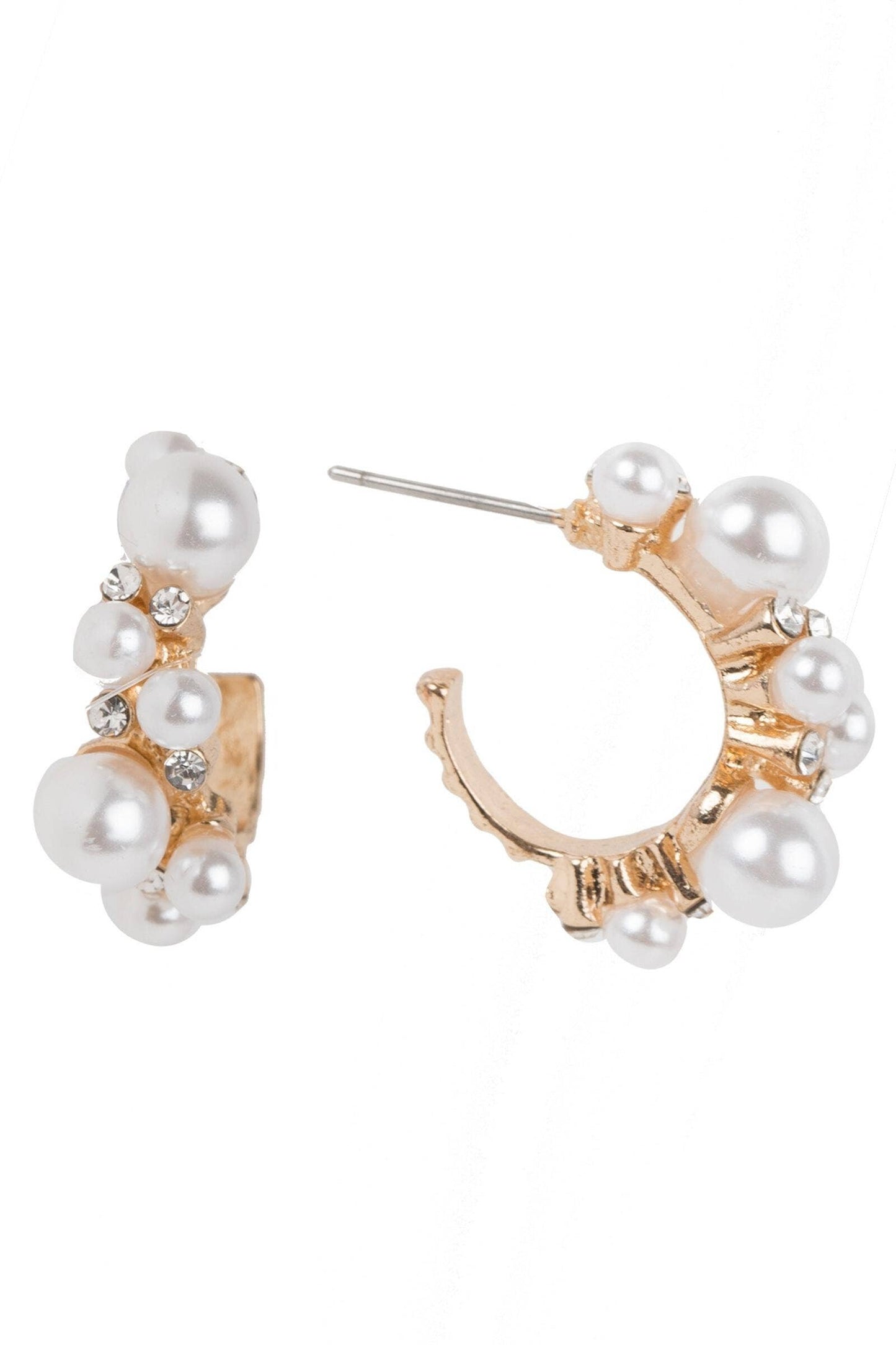 SAACHI - Scatter Genuine Pearl Hoop Earring With Crystal: Gold